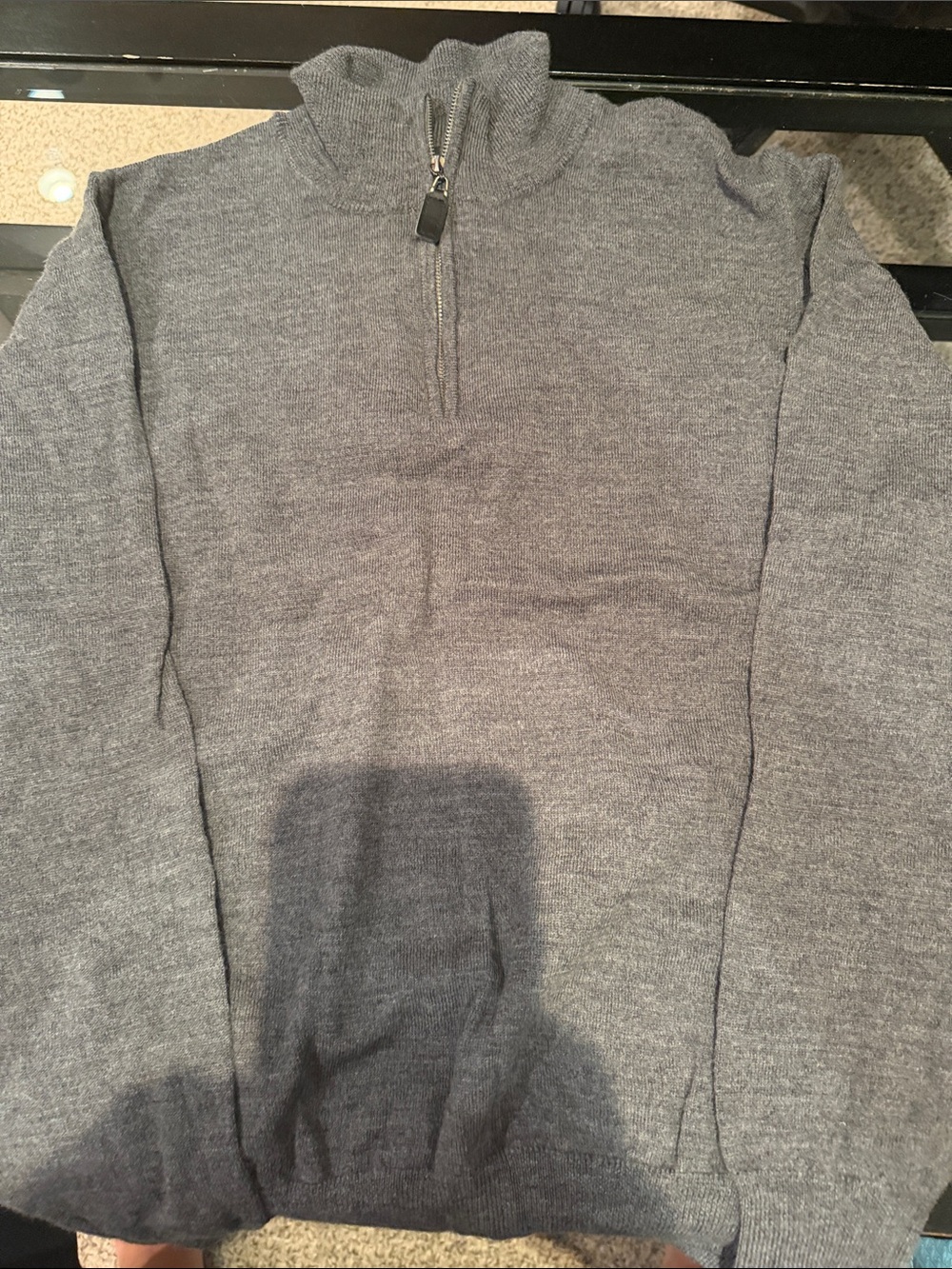 Bloomingdales The Men's Store Charcoal Gray Half-Zip Sweater Mens Small Medium